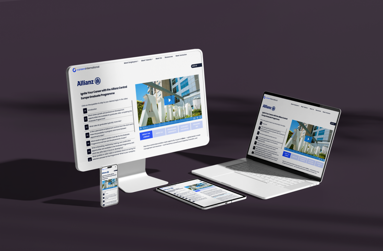 Final UI — Platform homepage (Desktop, Laptop, Tablet, Phone)
